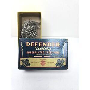 Vintage Sewing Collectible Defender Straight Pins & Graphic Box Horse Logo